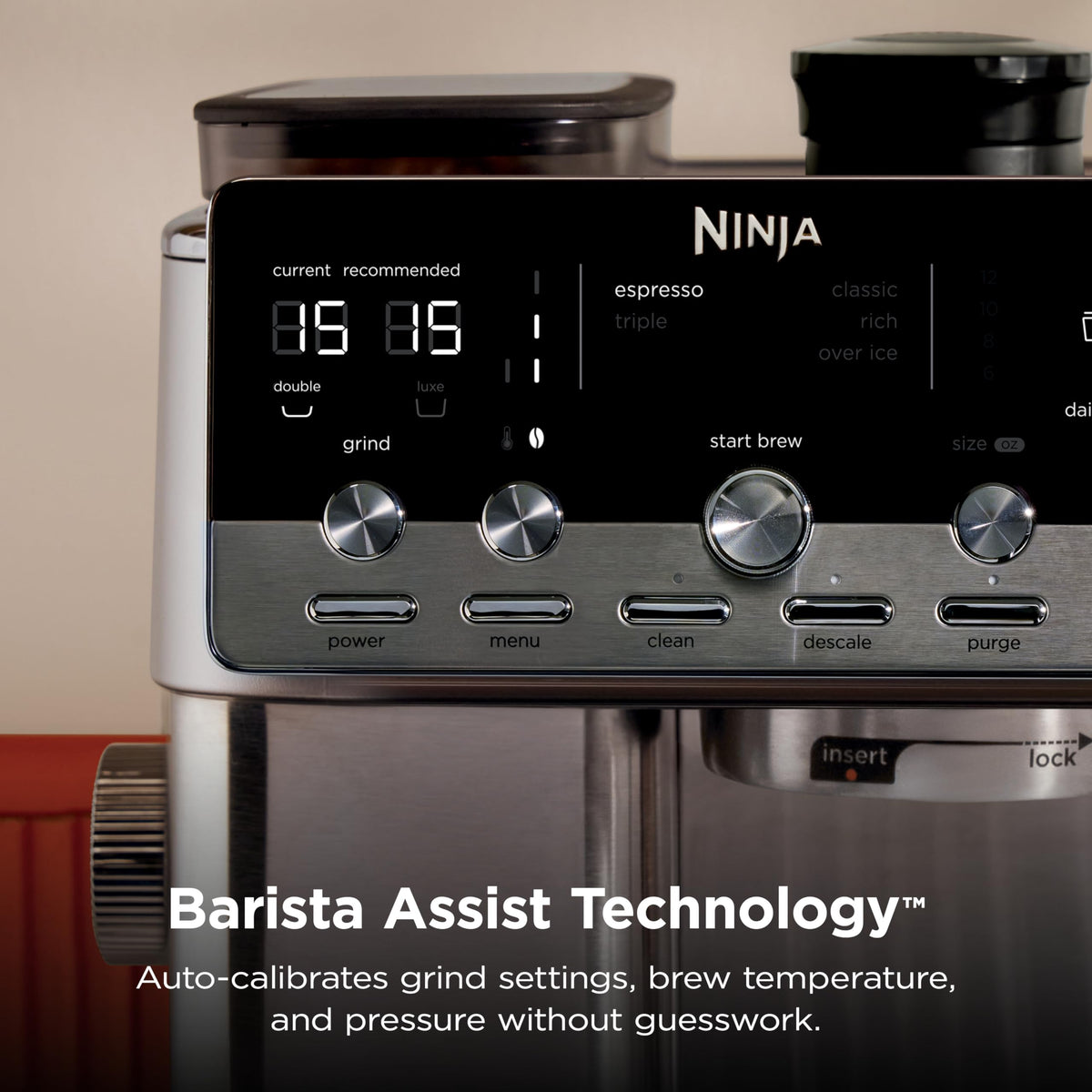 Ninja Luxe Café Mini Espresso & Coffee Machine – Built-in Grinder, Scale & Steam Wand (ES301)