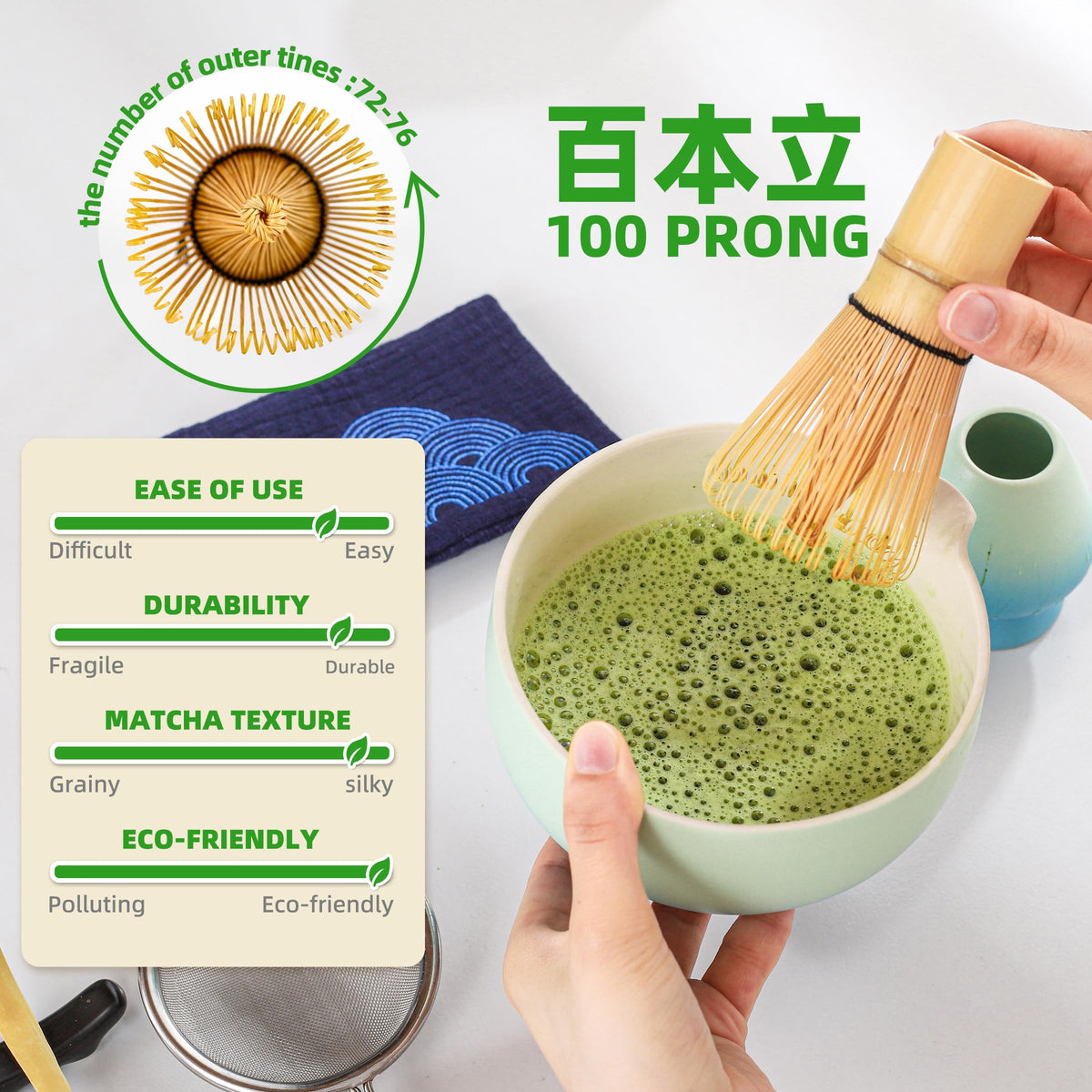 TEANAGOO 7-Piece Black Matcha Set – Ceramic Chawan, Whisk, Holder & Sifter for Ceremony & Latte