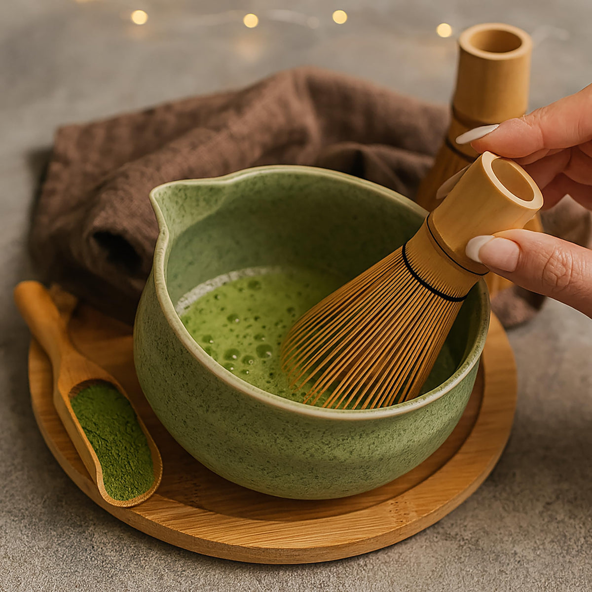 8-Piece Cat Print Matcha Set – Japanese Tea Ceremony Kit with Bamboo Accessories for Home Rituals