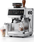 AMZCHEF Espresso Machine with Built-in Grinder – 44 Grind Settings, Temp Control, Milk Frother