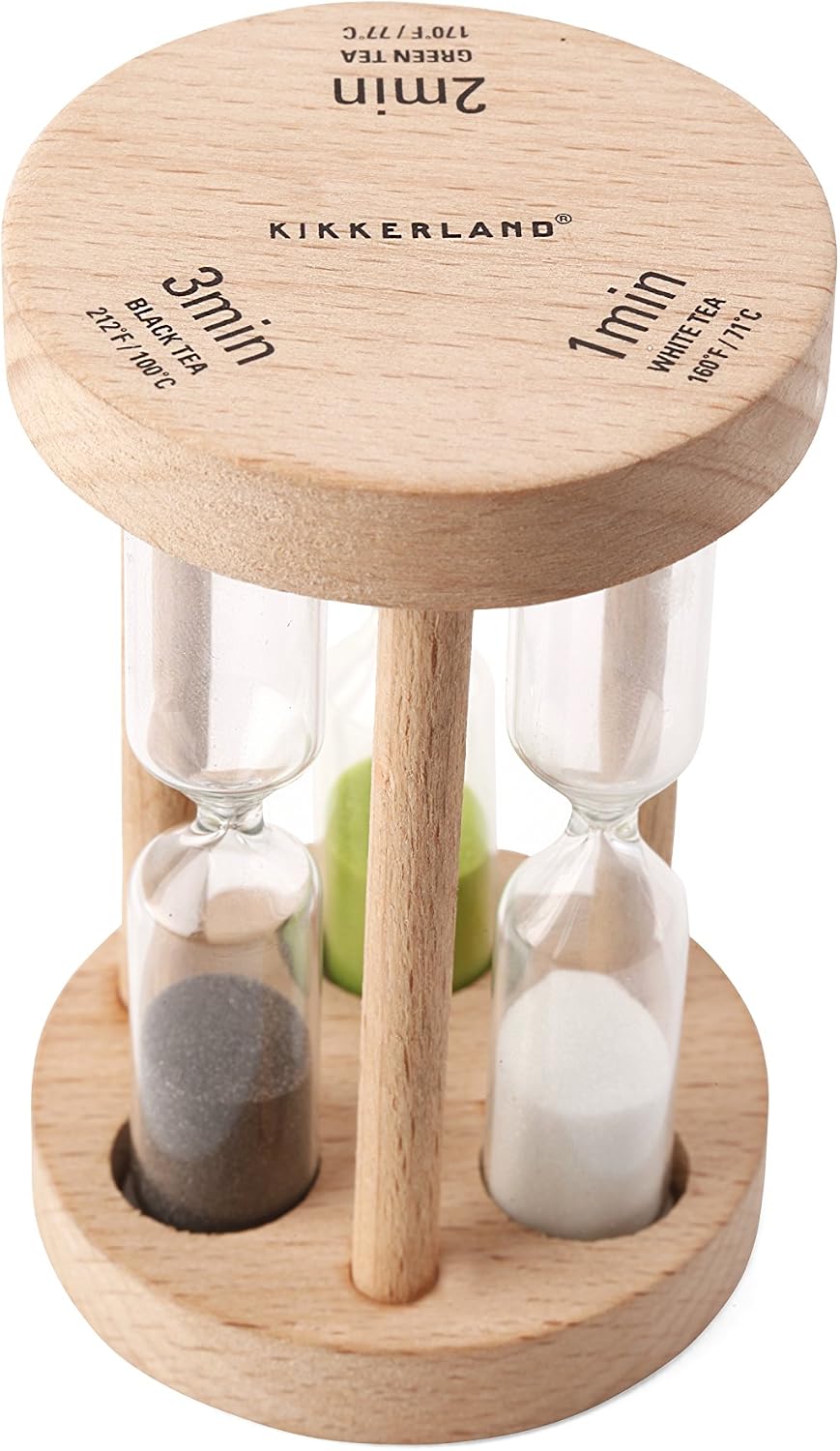 Kikkerland Trio Tea Timer – Color-Coded Sand Hourglass Set