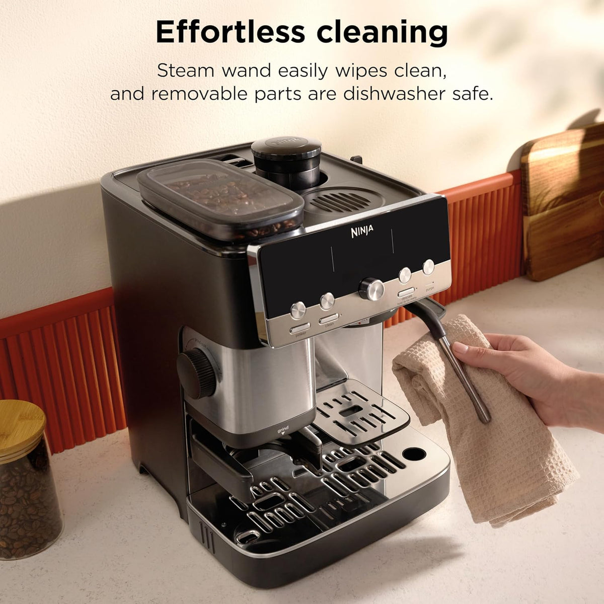 Ninja Luxe Café Mini Espresso & Coffee Machine – Built-in Grinder, Scale & Steam Wand (ES301)