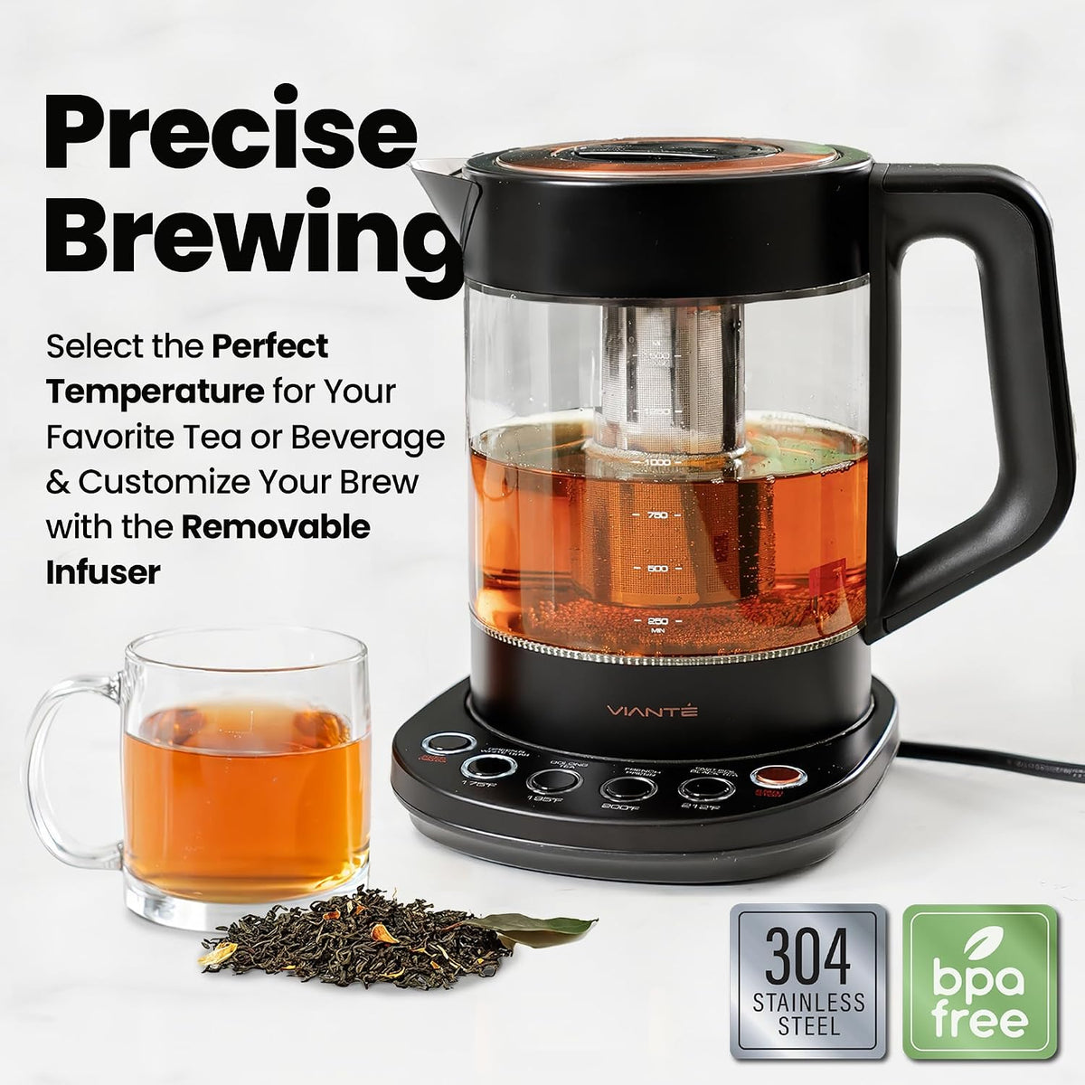 Viante Luxury Tea Set with Electric Kettle & Infuser