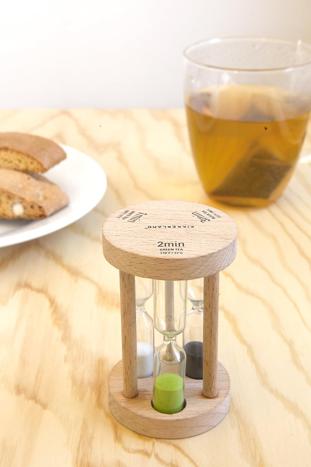 Kikkerland Trio Tea Timer – Color-Coded Sand Hourglass Set