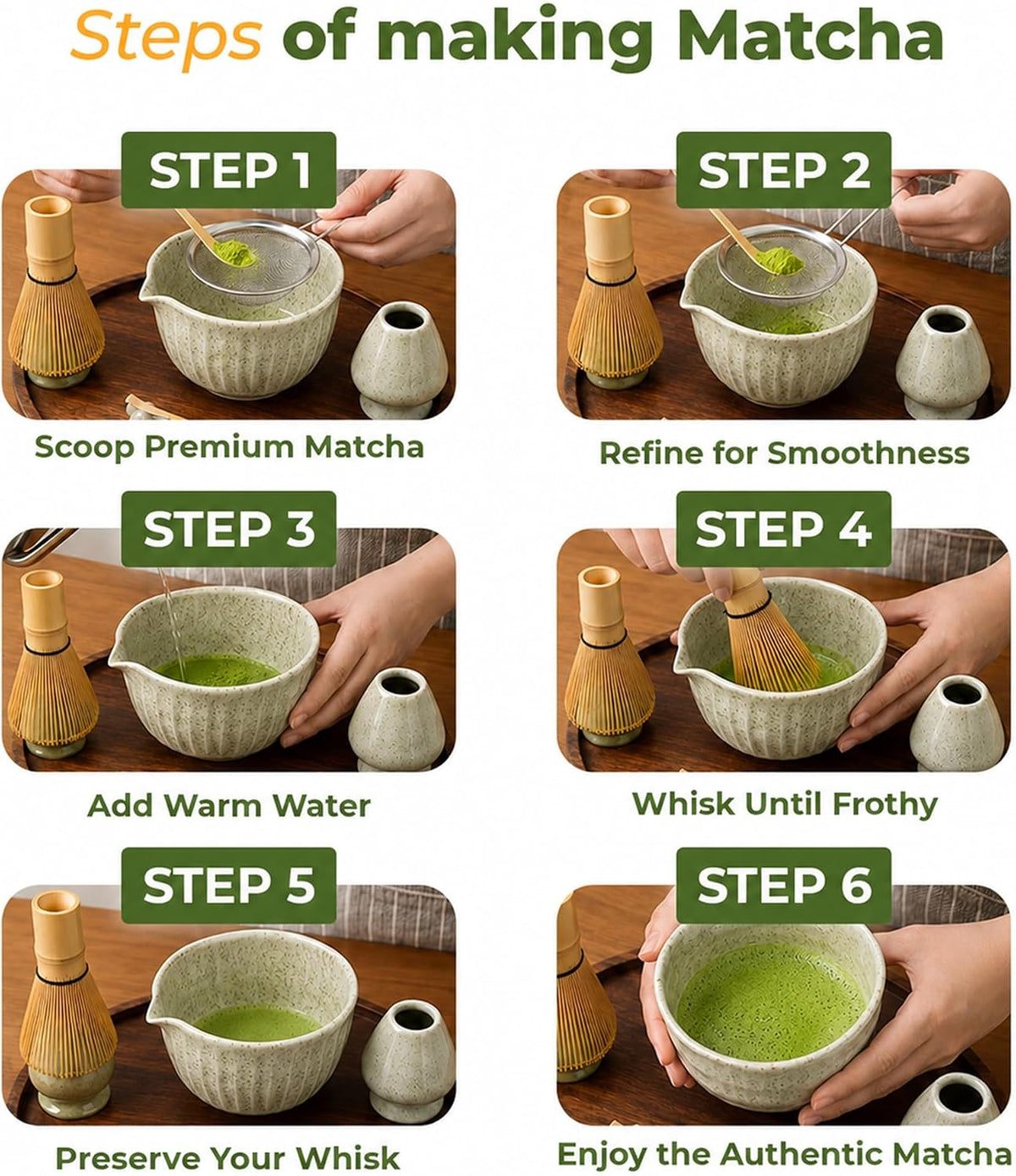 10-Piece Traditional Matcha Set – 450ml Bowl, Whisk, Tea Brush, Cloth & Silicone Coaster