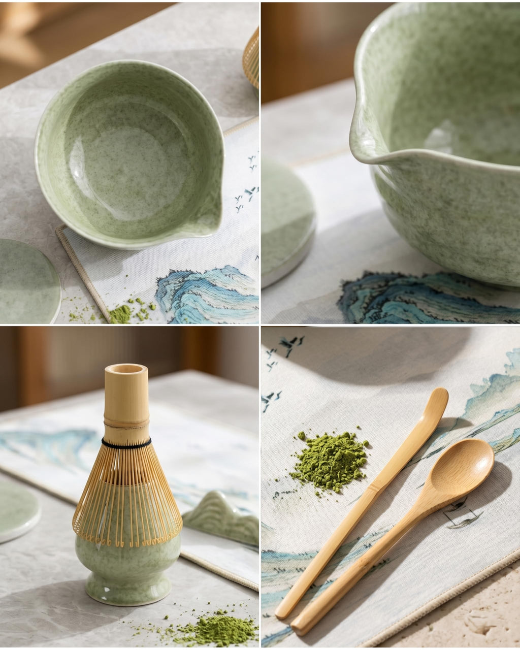 10-Piece Traditional Matcha Set – 450ml Bowl, Whisk, Tea Brush, Cloth & Silicone Coaster