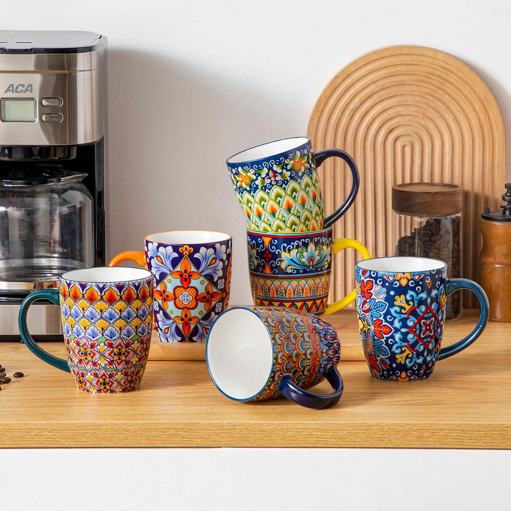 Vancasso SIMI Bohemian Ceramic Mugs Set of 6 – 16oz