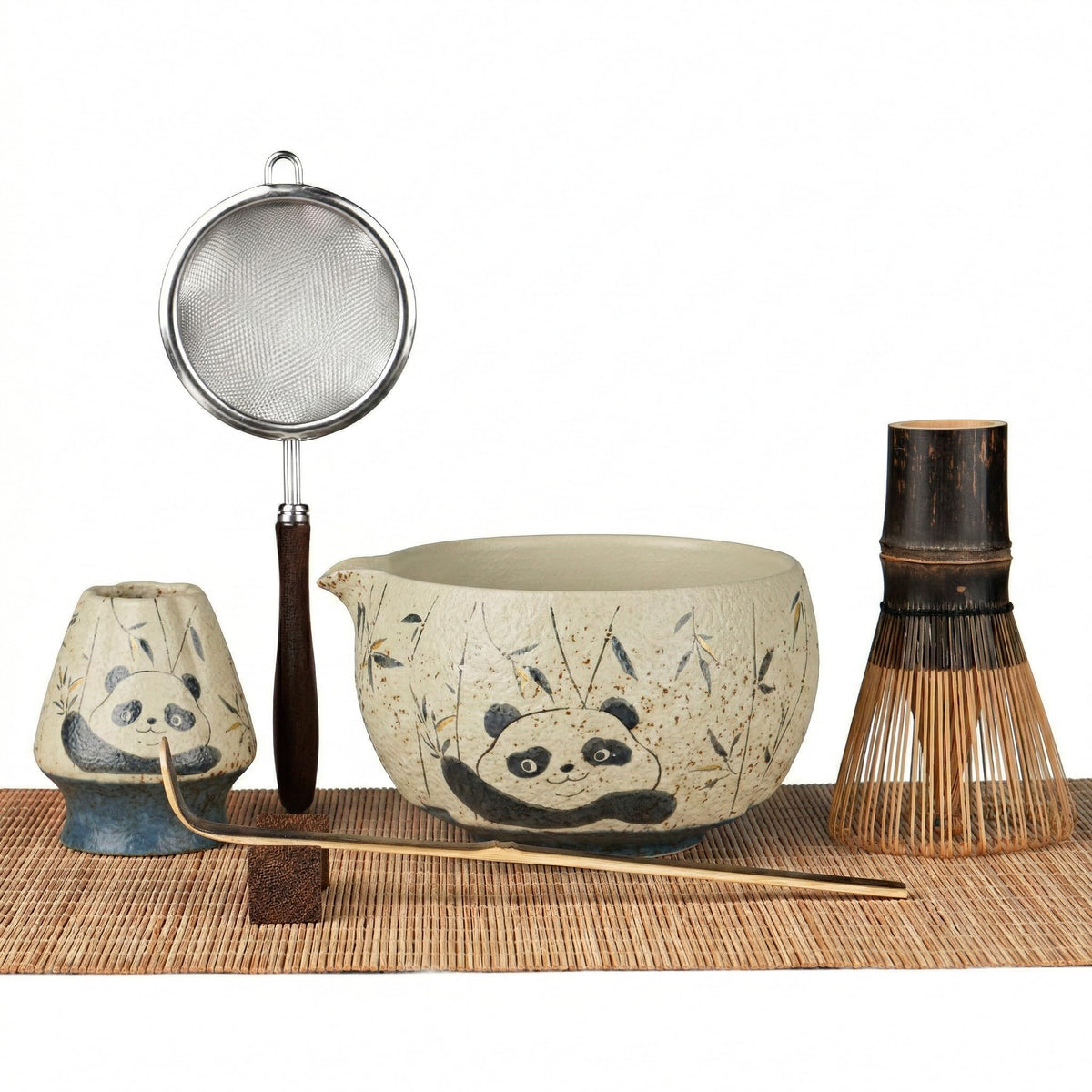 7-Piece Matcha Set – Floral Bowl & Purple Bamboo Whisk