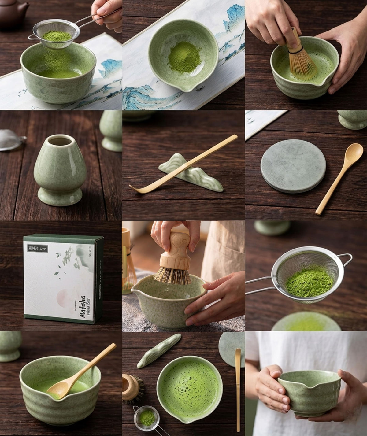 10-Piece Traditional Matcha Set – 450ml Bowl, Whisk, Tea Brush, Cloth & Silicone Coaster