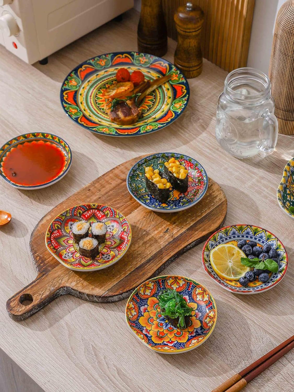 Henten Home Ceramic Spoon Rest Set of 6 – Bohemian Porcelain, 4.5", Dishwasher Safe