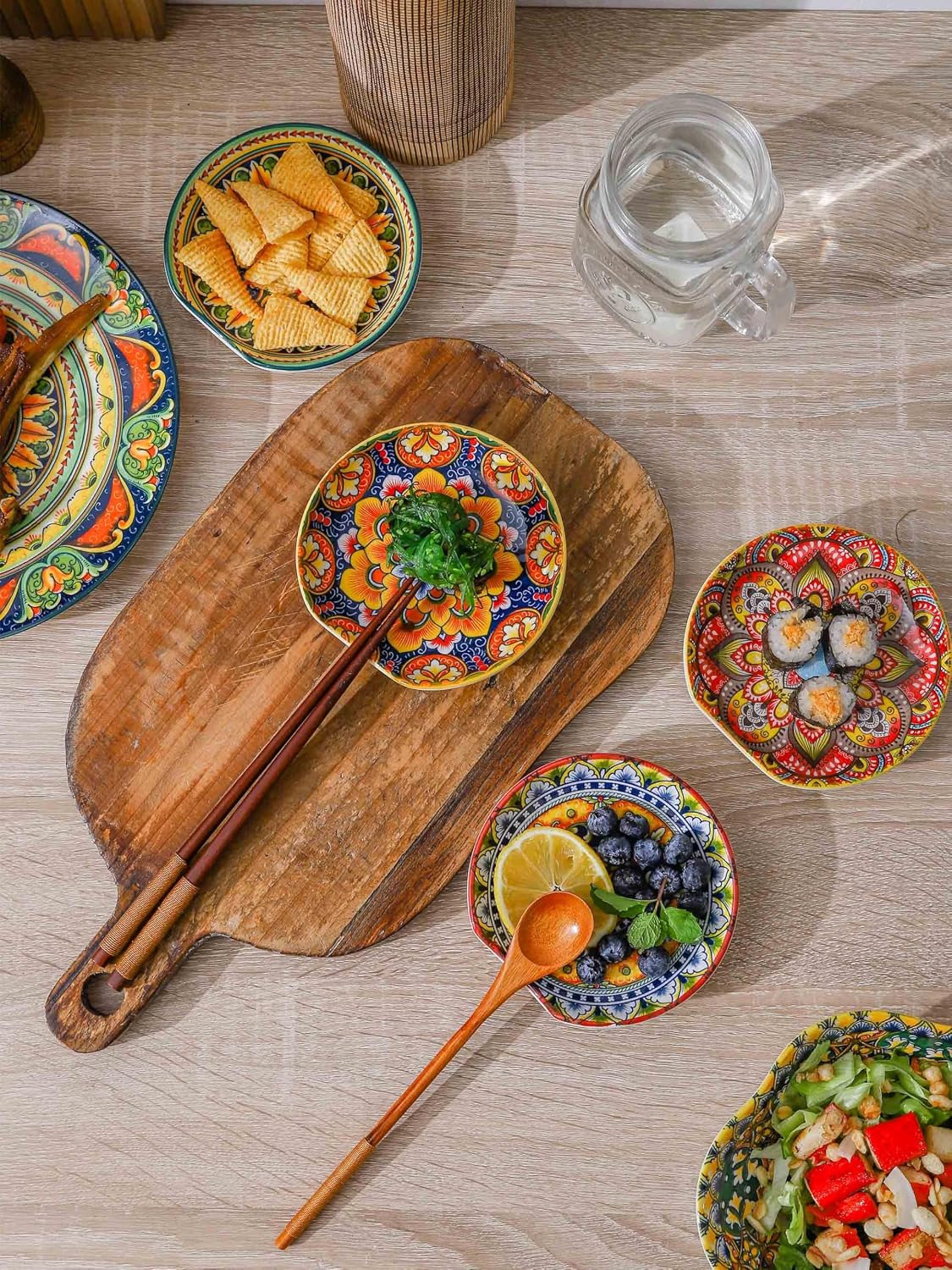 Henten Home Ceramic Spoon Rest Set of 6 – Bohemian Porcelain, 4.5", Dishwasher Safe