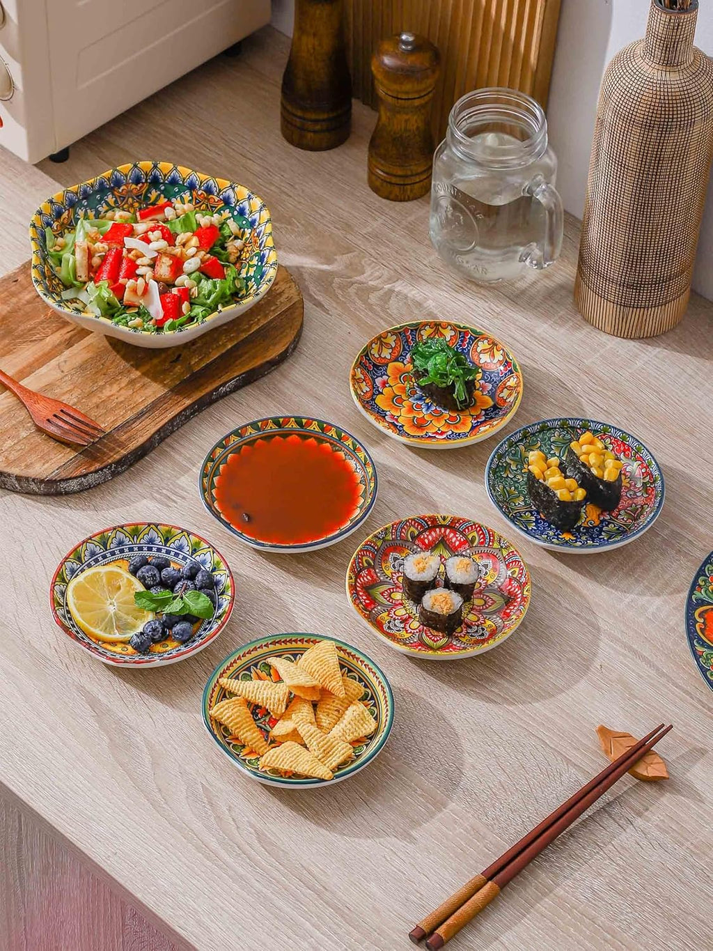 Henten Home Ceramic Spoon Rest Set of 6 – Bohemian Porcelain, 4.5", Dishwasher Safe