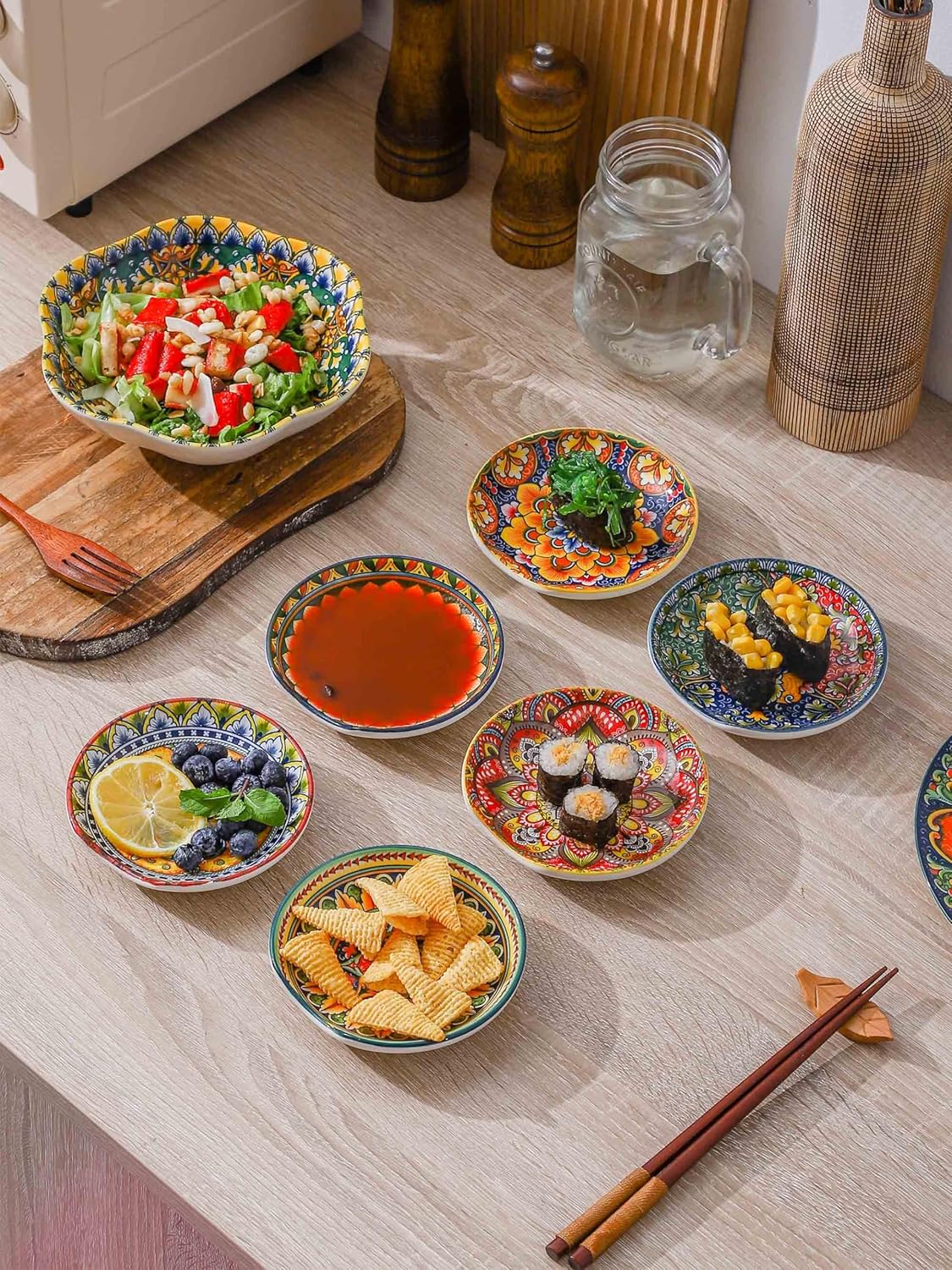 Henten Home Ceramic Spoon Rest Set of 6 – Bohemian Porcelain, 4.5", Dishwasher Safe